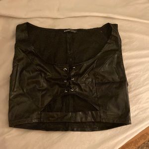 Fake leather crop top